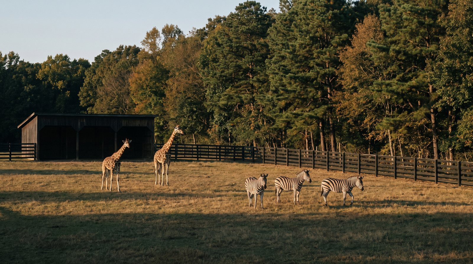 The sanctuary. Roughly eight acres of managed paddock running up to the treeline.