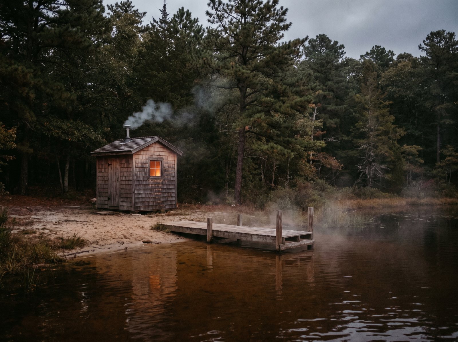 Forest spa and cold plunge. The part of the property closest to how we actually live.